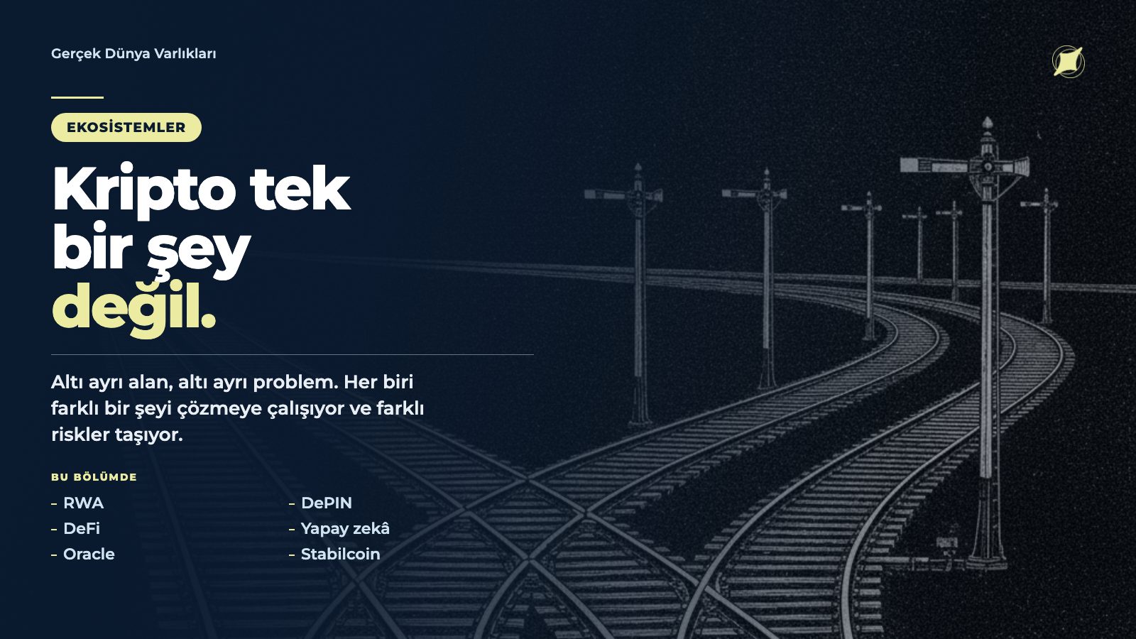 Kripto tek bir şey değil · Altı ekosistem · Gerçek Dünya Varlıkları